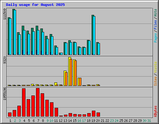 Daily usage for August 2025